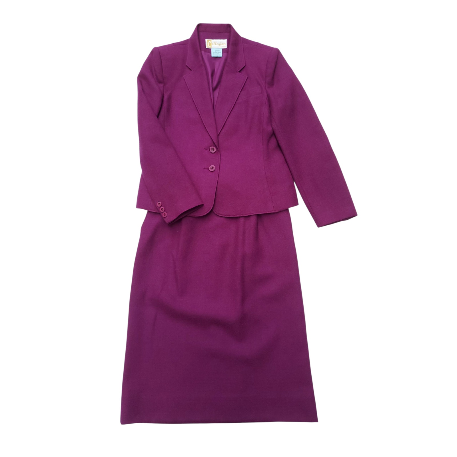 Vintage Collegian Of California Purple Two Piece Skirt Suit Set Blazer Sz 7 / 8